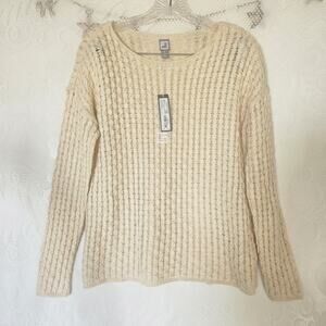 JCP Vintage Small Open Cable Knit Crochet Sweater Beachy Lightweight Clean Girl